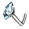 WildKlass Marquise CZ Top 316L Surgical Steel L Bend Nose Stud Rings-WildKlass Jewelry
