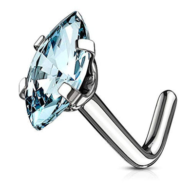 WildKlass Marquise CZ Top 316L Surgical Steel L Bend Nose Stud Rings-WildKlass Jewelry