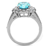 WildKlass Stainless Steel Ring High Polished Women AAA Grade CZ Sea Blue-WildKlass Jewelry