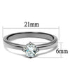 WildKlass Stainless Steel Ring High Polished Women AAA Grade CZ Clear-WildKlass Jewelry