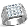 WildKlass Stainless Steel Ring High Polished (no Plating) Men AAA Grade CZ Clear-WildKlass Jewelry