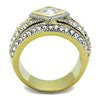 WildKlass Stainless Steel Ring Two-Tone IP Gold Women Diamond AAA Grade CZ Clear-WildKlass Jewelry