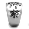 WildKlass Stainless Steel Ring High Polished (no Plating) Women with side flower design-WildKlass Jewelry