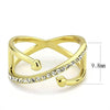 WildKlass Stainless Steel Ring IP Gold Women Top Grade Crystal Clear-WildKlass Jewelry