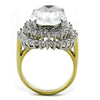 WildKlass Stainless Steel Ring Two-Tone IP Gold Women Top Grade Crystal Clear-WildKlass Jewelry
