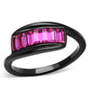 WildKlass Stainless Steel Ring IP Black Women Top Grade Crystal Fuchsia-WildKlass Jewelry