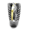 WildKlass Stainless Steel Ring Two-Tone IP Gold Women Top Grade Crystal Clear-WildKlass Jewelry