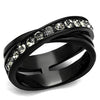 WildKlass Stainless Steel Ring IP Women Top Grade Crystal Black Diamond-WildKlass Jewelry
