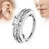 Prong Set CZ Centered Half Circle Top 316L Surgical Steel WildKlass Nose, Cartilage Hoop Rings-WildKlass Jewelry