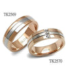 WildKlass Stainless Steel Ring Two-Tone IP Rose Gold Men-WildKlass Jewelry