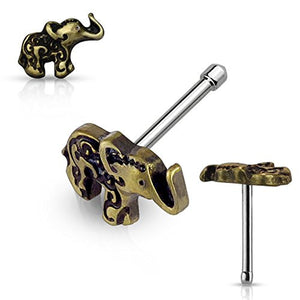 Elephant Top 316L Surgical Steel WildKlass Nose Bone Stud Rings-WildKlass Jewelry