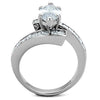 WildKlass Stainless Steel Ring High Polished (no Plating) Women AAA Grade CZ Clear-WildKlass Jewelry