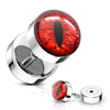 WildKlass Snake Eye Inlaid 316L Surgical Steel 16ga Faux Plugs-WildKlass Jewelry