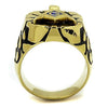 WildKlass Stainless Steel Ring IP GoldMen Epoxy Capri Blue-WildKlass Jewelry