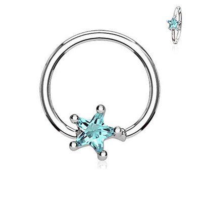WildKlass Prong Set Star CZ Captive Rings 316L Surgical Steel-WildKlass Jewelry