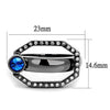 WildKlass Stainless Steel Ring IP Light Black (IP Gun) Women Top Grade Crystal Capri Blue-WildKlass Jewelry