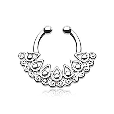 Arioso Filigree WildKlass Fake Septum Clip-On Ring-WildKlass Jewelry