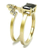 WildKlass Stainless Steel Ring IP Gold Women AAA Grade CZ Black Diamond-WildKlass Jewelry