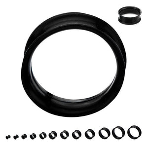 Super Thin Walled Black Silicone Double Flared WildKlass Tunnels-WildKlass Jewelry