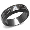 WildKlass Stainless Steel Ring IP Light Black (IP Gun) Men AAA Grade CZ Clear-WildKlass Jewelry