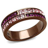 WildKlass Stainless Steel Ring IP Coffee Light Women Top Grade Crystal Multi Color-WildKlass Jewelry