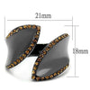 WildKlass Stainless Steel Ring IP Light Black (IP Gun) Women Top Grade Crystal Smoked Quartz-WildKlass Jewelry
