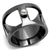 WildKlass Stainless Steel Ring IP Light Black (IP Gun) Men Top Grade Crystal Clear-WildKlass Jewelry