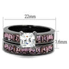 WildKlass Stainless Steel Ring IP Light Black (IP Gun) Women AAA Grade CZ Clear-WildKlass Jewelry
