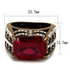 WildKlass Stainless Steel Ring IP Coffee Light Women Synthetic Garnet-WildKlass Jewelry