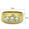 WildKlass Stainless Steel Ring IP Gold Men AAA Grade CZ Clear-WildKlass Jewelry