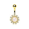 Gold Plated Dazzling Sun with Synthetic Opal WildKlass Navel Ring-WildKlass Jewelry