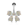 Crystal Paved Ribbon 316L Surgical Steel WildKlass Belly Button Navel Rings-WildKlass Jewelry