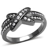 WildKlass Stainless Steel Ring IP Light Black (IP Gun) Women AAA Grade CZ Clear-WildKlass Jewelry