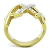 WildKlass Stainless Steel Ring Two-Tone IP Gold Women Top Grade Crystal Clear-WildKlass Jewelry