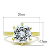WildKlass Stainless Steel Solitaire Ring IP Gold Women AAA Grade CZ Clear-WildKlass Jewelry
