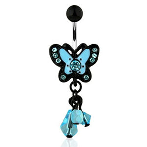 Butterfly/Bead Dangle WildKlass Navel Ring (Sold by Piece)-WildKlass Jewelry