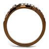 WildKlass Stainless Steel Ring IP Coffee Light Women Top Grade Crystal Clear-WildKlass Jewelry
