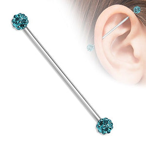 Oval CZ Center and Clear Crystals Around 316L Surgical Steel WildKlass Industrial Barbells-WildKlass Jewelry