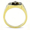 WildKlass Stainless Steel Ring IP GoldMen Synthetic Jet-WildKlass Jewelry