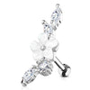 WildKlass Mother of Pearl Flower Centered CZ Vine 316L Surgical Steel Cartilage, Tragus Barbell Studs-WildKlass Jewelry