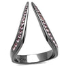 WildKlass Stainless Steel Ring IP Light Black (IP Gun) Women Top Grade Crystal Light Amethyst-WildKlass Jewelry