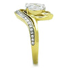 WildKlass Stainless Steel Ring Two-Tone IP Gold Women AAA Grade CZ Clear on the Center-WildKlass Jewelry