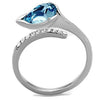 WildKlass Stainless Steel Ring High Polished Women Top Grade Crystal Sea Blue-WildKlass Jewelry