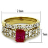 WildKlass Stainless Steel Ring IP Gold Women AAA Grade CZ Ruby-WildKlass Jewelry
