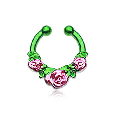 Colorline Rose Garden Icon WildKlass Fake Septum Clip-On Ring-WildKlass Jewelry