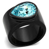 WildKlass Stainless Steel Solitaire Ring IP Black Women Top Grade Crystal Light Sapphire-WildKlass Jewelry