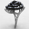 WildKlass Stainless Steel Flower Ring Two-Tone IP Black Women Top Grade Crystal Amethyst-WildKlass Jewelry