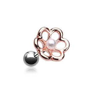 Rose Gold Pearl Flower Cartilage Tragus Earring-WildKlass Jewelry