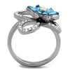 WildKlass Stainless Steel Ring High Polished (no Plating) Women Top Grade Crystal Sea Blue-WildKlass Jewelry