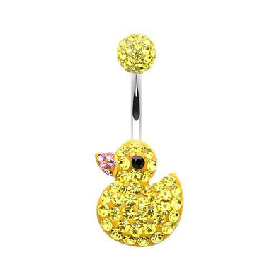 Cute Rubber Duck Multi-Sprinkle Dot 316L Surgical Steel Belly Button Ring-WildKlass Jewelry